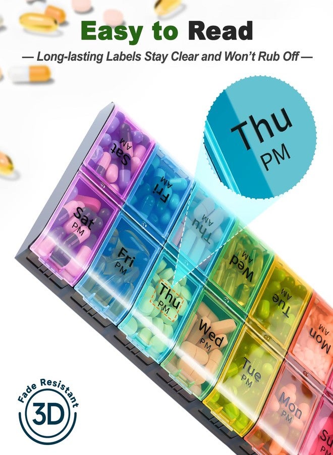 Colorwing Extra Large Pill Organizer 2 Times a Day, Weekly XL AM PM Pill Case, 7 Day Pill Box Twice a Day, Oversized Daily Medicine Pill Organizer for Vitamin, Big Pill Container, Medication Dispenser - Image 5
